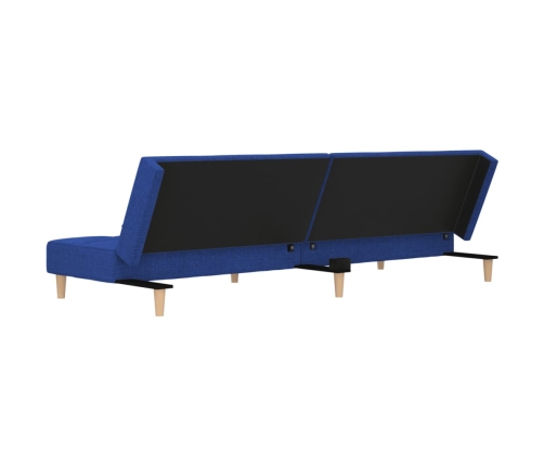 Sofá cama de 2 plazas con dos almohadas tela azul