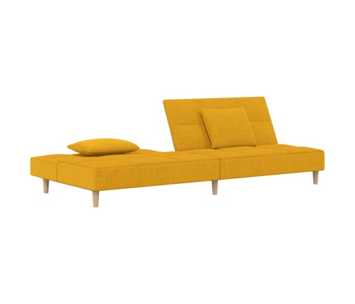 Sofá cama de 2 plazas con dos almohadas tela color amarillo