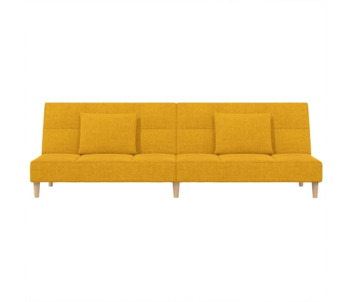 Sofá cama de 2 plazas con dos almohadas tela color amarillo