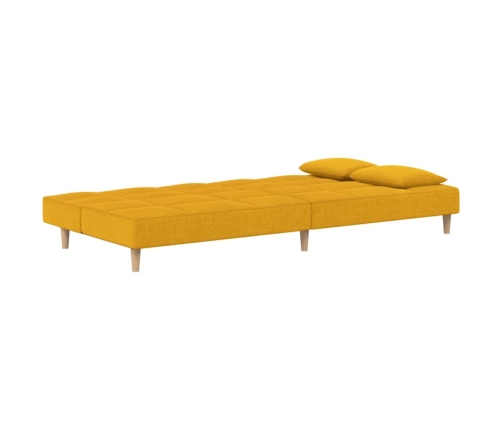 Sofá cama de 2 plazas con dos almohadas tela color amarillo