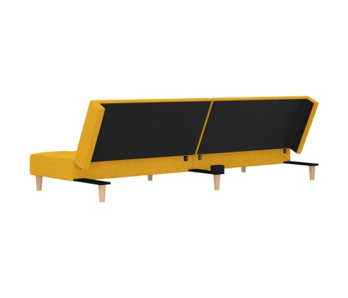 Sofá cama de 2 plazas con dos almohadas tela color amarillo