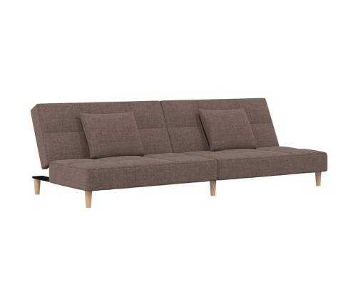 Sofá cama de 2 plazas con dos almohadas tela gris taupe