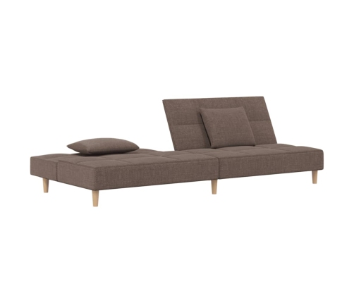 Sofá cama de 2 plazas con dos almohadas tela gris taupe