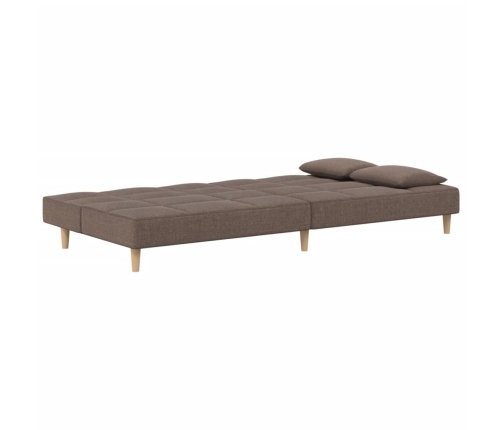 Sofá cama de 2 plazas con dos almohadas tela gris taupe