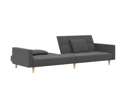 Sofá cama de 2 plazas con dos almohadas tela gris claro