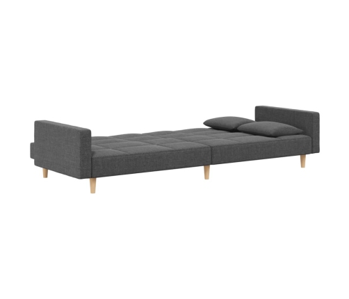 vidaXL Sofá cama de 2 plazas con dos almohadas tela gris claro