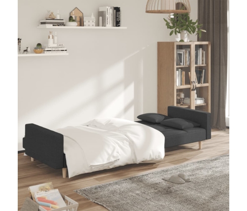 Sofá cama de 2 plazas con dos almohadas tela gris oscuro