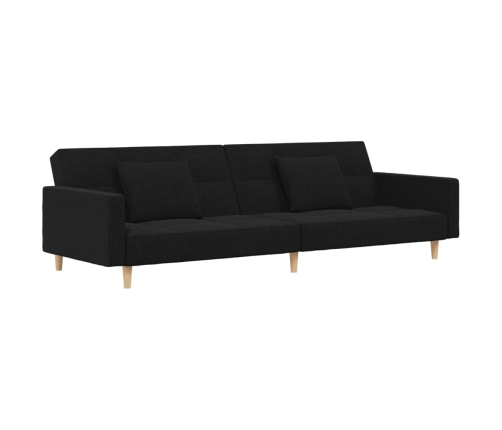 Sofá cama de 2 plazas con dos almohadas tela negro