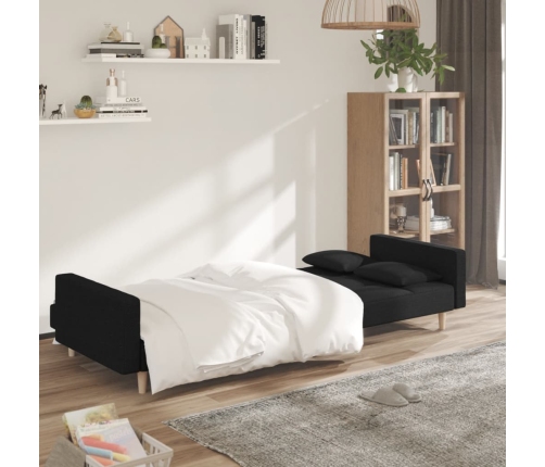 Sofá cama de 2 plazas con dos almohadas tela negro