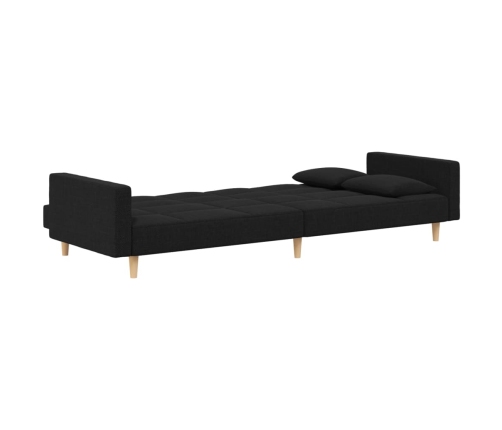 Sofá cama de 2 plazas con dos almohadas tela negro