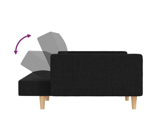 Sofá cama de 2 plazas con dos almohadas tela negro