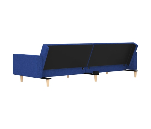 Sofá cama de 2 plazas con dos almohadas tela azul