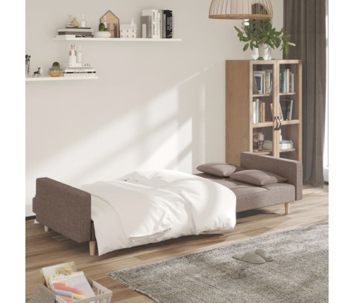 Sofá cama de 2 plazas con dos almohadas tela gris taupe