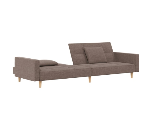 Sofá cama de 2 plazas con dos almohadas tela gris taupe