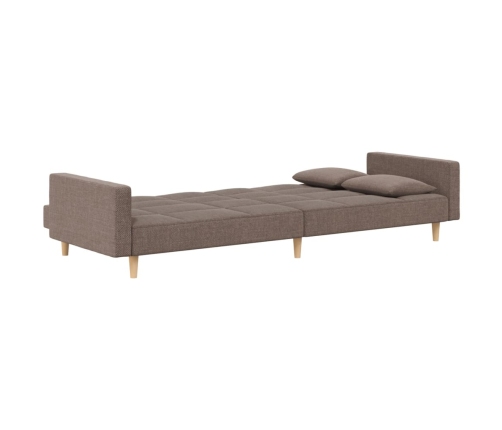 Sofá cama de 2 plazas con dos almohadas tela gris taupe