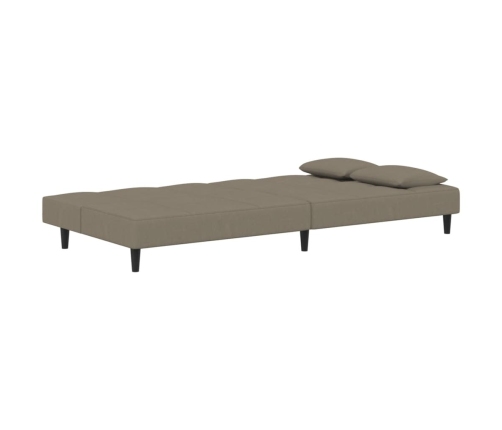 Sofá cama de 2 plazas con dos almohadas terciopelo gris claro