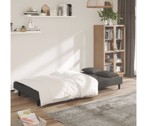 Sofá cama de 2 plazas con dos almohadas terciopelo gris oscuro