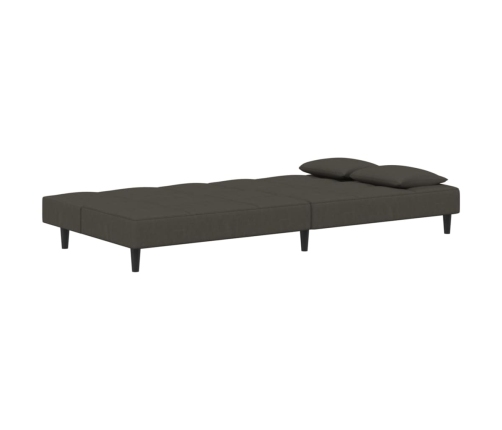 Sofá cama de 2 plazas con dos almohadas terciopelo gris oscuro