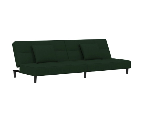 Sofá cama de 2 plazas con dos almohadas terciopelo verde oscuro