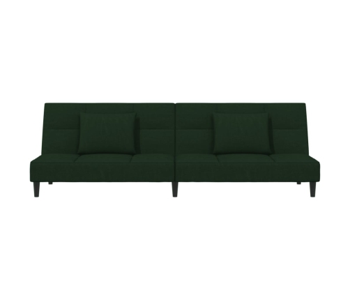 Sofá cama de 2 plazas con dos almohadas terciopelo verde oscuro