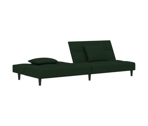 Sofá cama de 2 plazas con dos almohadas terciopelo verde oscuro