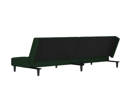 Sofá cama de 2 plazas con dos almohadas terciopelo verde oscuro