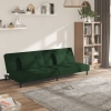 Sofá cama de 2 plazas con dos almohadas terciopelo verde oscuro