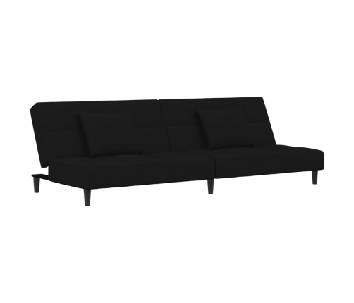 Sofá cama de 2 plazas con dos almohadas terciopelo negro