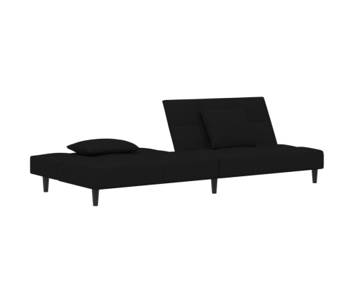 Sofá cama de 2 plazas con dos almohadas terciopelo negro