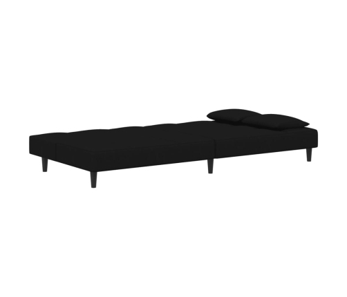 Sofá cama de 2 plazas con dos almohadas terciopelo negro