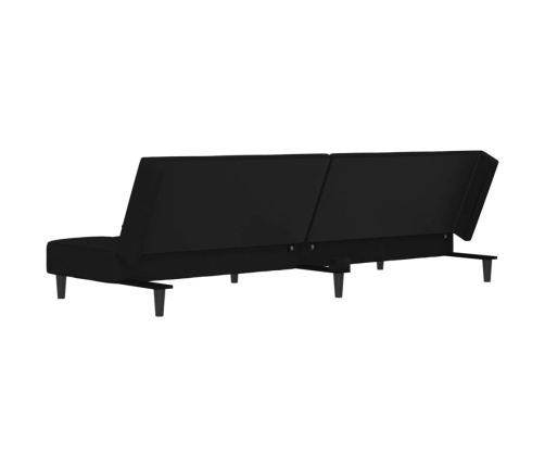 Sofá cama de 2 plazas con dos almohadas terciopelo negro