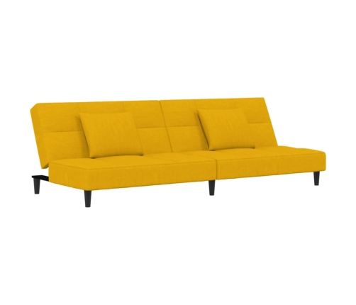 Sofá cama de 2 plazas con dos almohadas terciopelo amarillo