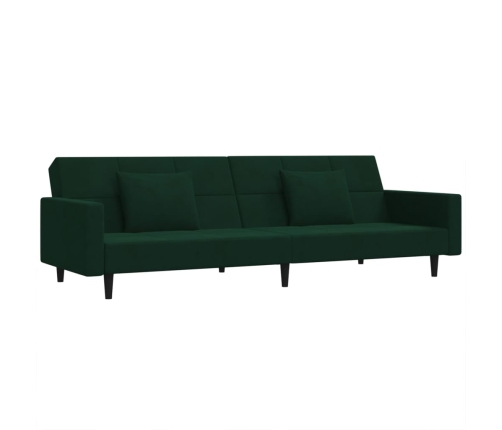 Sofá cama de 2 plazas con dos almohadas terciopelo verde oscuro