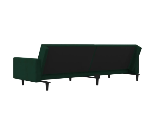 Sofá cama de 2 plazas con dos almohadas terciopelo verde oscuro