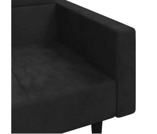 Sofá cama de 2 plazas con dos almohadas terciopelo negro