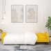 Sofá cama de 2 plazas con dos almohadas terciopelo amarillo