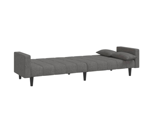 Sofá cama de 2 plazas con dos almohadas tela gris claro