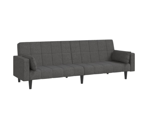 Sofá cama de 2 plazas con dos almohadas tela gris oscuro