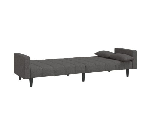 Sofá cama de 2 plazas con dos almohadas tela gris oscuro