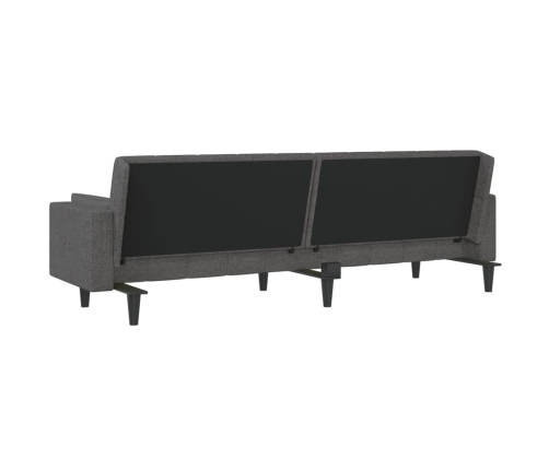 Sofá cama de 2 plazas con dos almohadas tela gris oscuro