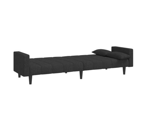 Sofá cama de 2 plazas con dos almohadas tela negro