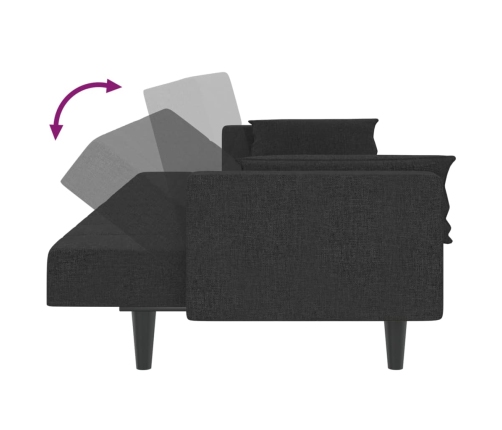 Sofá cama de 2 plazas con dos almohadas tela negro