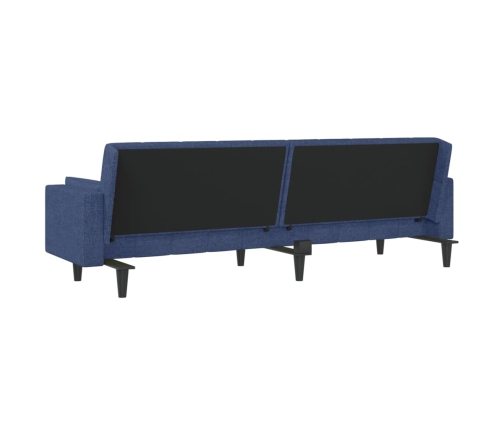 vidaXL Sofá cama de 2 plazas con dos almohadas tela azul