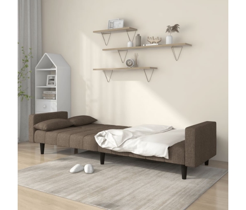 Sofá cama de 2 plazas con dos almohadas tela gris taupe