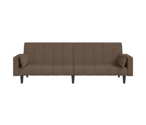 Sofá cama de 2 plazas con dos almohadas tela gris taupe