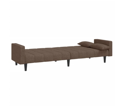 Sofá cama de 2 plazas con dos almohadas tela gris taupe