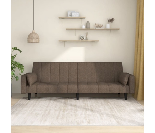 Sofá cama de 2 plazas con dos almohadas tela gris taupe