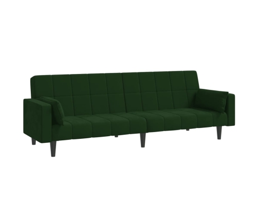 Sofá cama de 2 plazas con dos almohadas terciopelo verde oscuro