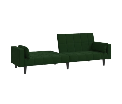 Sofá cama de 2 plazas con dos almohadas terciopelo verde oscuro