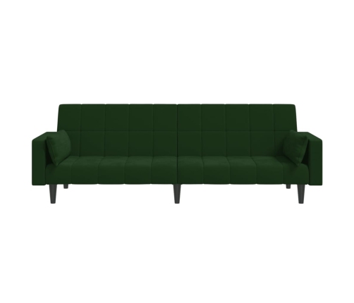 Sofá cama de 2 plazas con dos almohadas terciopelo verde oscuro